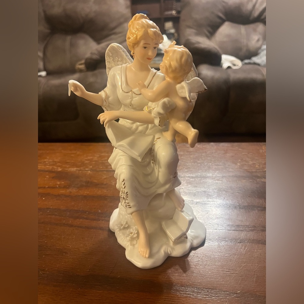 Vintage Elegant Angel Figurine with Child